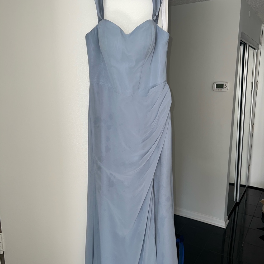 Azazie dusty blue bridesmaids dress